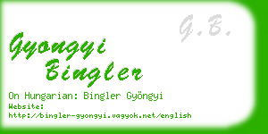 gyongyi bingler business card